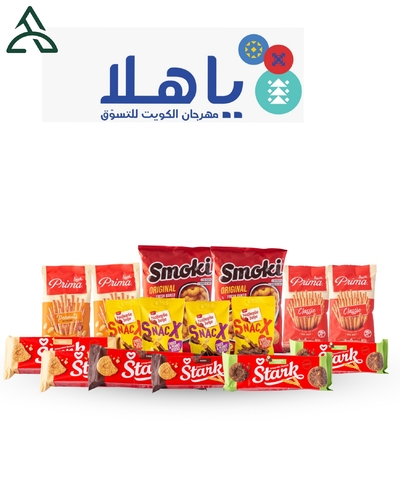 بكدج يا هلا ٤.٩٩٠ - ٢ حبه سموكي + ٢ حبه بريما + ٢ حبه بريما بالفول السوداني + ٢ سناكس + ٢سناكس بالشوكليت والفول السوداني + ٦ حبات شوفان ( بالكاكاو - بالبندق )