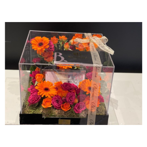 An Acrylic Box to Place a Financial Gift in Beautiful Rose Colors - An acrylic box to place a financial gift in beautiful rose colors