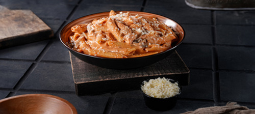 Pink Pasta - Penne Pasta & Pink Sauce & Parmsan Cheese.