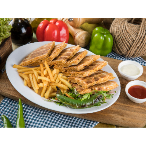 Arayes Meat - Grilled flat bread, stuffed with minced meat and served with french fries.