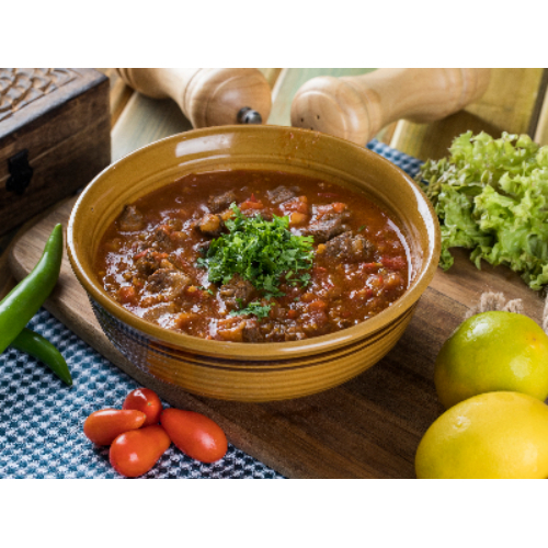 Hamsa Meat Fried Pan - Pieces of beef fillet cooked with fresh tomatoes.