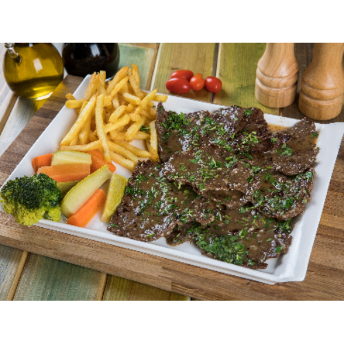 Slice Meat With Lemon and Garlic Sauce - Grilled beef fillet slices with lemon sauce, garlic and coriander.