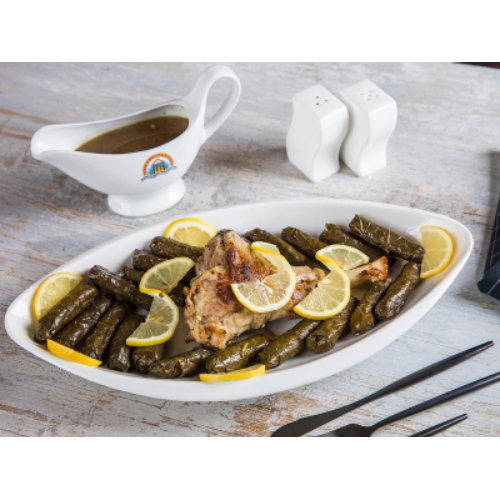 Vine Leaves With Shanks - Vine leaves stuffed with rice and meat with 1 piece of lamb shanks.