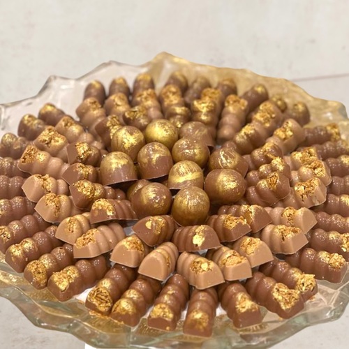 Tray Of Chocolate Fingers And Gold Bonbons