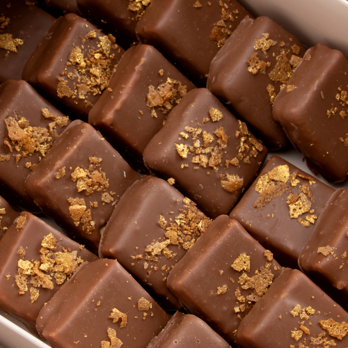 Crispy Swiss Golden Chocolate - Chocolate rice cripsy with roasted biscuit chips.