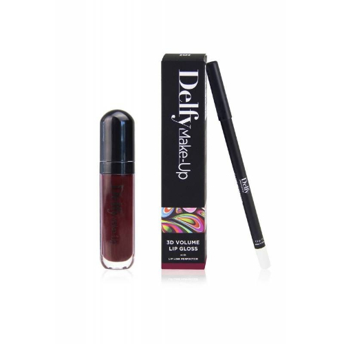 Delfy kw - 3d Volume Lip Gloss With Lip Line Perfector Radiant Orchid - Intense coverage lip gloss, moisturizing and smooth texture that provides a feeling of increased volume of the lips for a sensual and sophisticated result. It contains crystal micro-particles covered in silver, giving that particular sparkling effect, simulating the flash of a diamond.