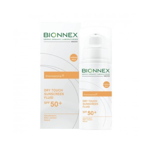 Delfy kw - Bionnex Preventiva Dry Touch SPF 50+ Sunscreen Fluid - DRY TOUCH SUNSCREEN FLUID FOR FACE & NECK BIONNEX PREVENTIVA SUNSCREEN

Helps to;

Provide balanced protection against UVA/UVB rays with intense antioxidant effect.

With the active ingredients of Hordeum vulgare seed flour, it reduces tackiness and helps to control shine due to sebum absorbing properties.

Safely used by all ages and all skin types including sensitive skin.

Imperceptible on the skin.