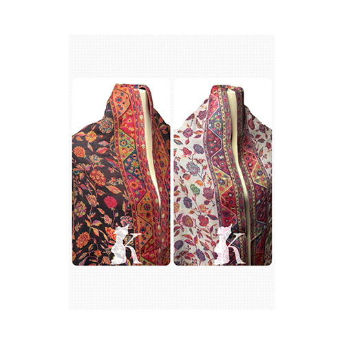 Double Face Silk Woven Hues of Zari Shawl-Black,Off-white