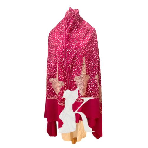 PINK MOSS FLEECE FLOWER JAAL SOZNI EMBROIDERED CASHMERE SHAWL - PINK MOSS FLEECE FLOWER JAAL SOZNI EMBROIDERED CASHMERE SHAWL\ SIZE 100CM X 200CM