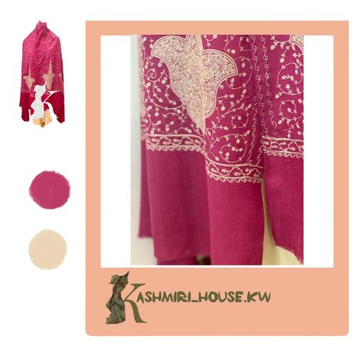 PINK MOSS FLEECE FLOWER JAAL SOZNI EMBROIDERED CASHMERE SHAWL