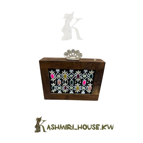 Wooden, with embroidered, and stone, luxury clutch bag - wooden, with embroidered, and stone, luxury clutch bag size 18CM X13CM X5CM Elegance, stylish, Unique, and Luxurious for special occasion and gift idea.