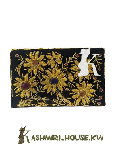 Black Velvet Evening Bag, with Blue embroidered, Luxury Clutch Bag - Black Velvet Evening Bag, with Blue embroidered, Luxury Clutch Bag #elegance#Stylish#Unique# Luxurious# Special occasion# Gift Ideas#