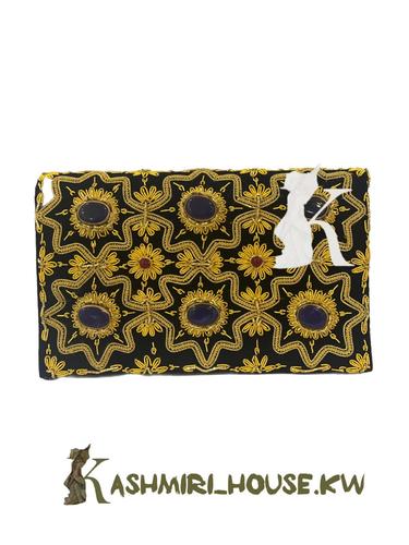 Black Velvet Evening Bag, with Blue embroidered, Luxury Clutch Bag - Black Velvet Evening Bag, with Blue embroidered, Luxury Clutch Bag #elegance#Stylish#Unique# Luxurious# Special occasion# Gift Ideas#