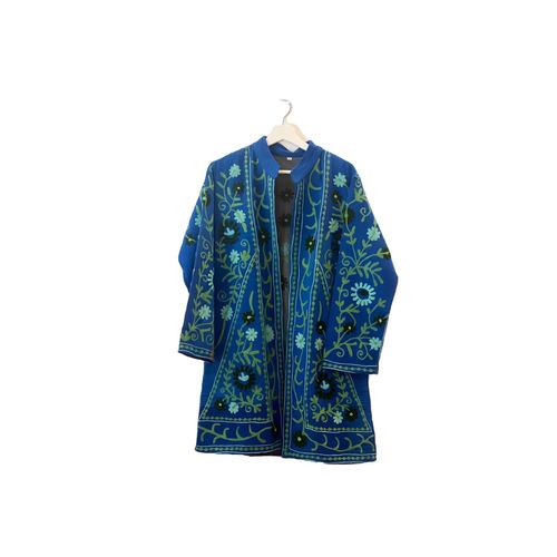 MULTI BLUE COTTON JACKET EMBROIDERY - MULTI BLUE COTTON JACKET EMBROIDERY