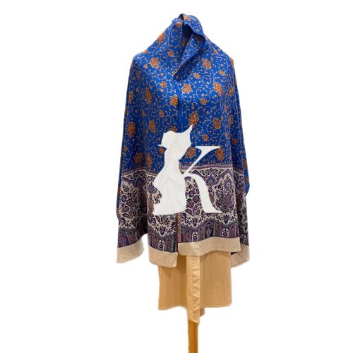 HAND FULL STICHES - KASHMIR SHWAL - HAND FULL STICHES - KASHMIR SHWAL color blue @ orange