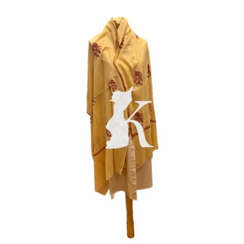 HAND STICHES KASHMIR SHWAL - HAND STICHES KASHMIR SHWAL COLOR SAND WITH RED STICHES