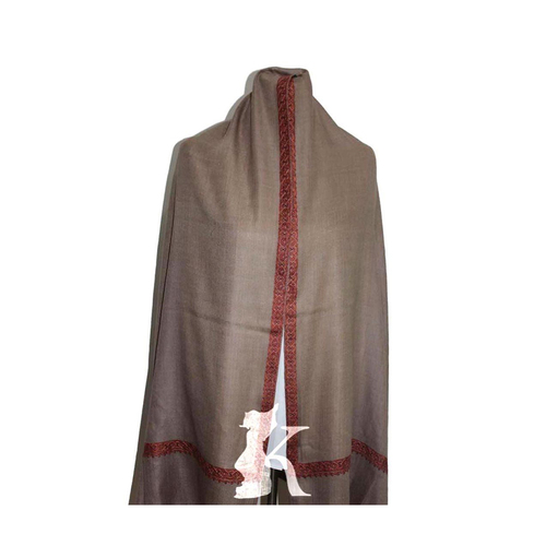 Elegance Woven In Every Thread - Hand stitched Kashmir scarf. Color : light brown Stitched in Orange Stylish, unique and luxurious for special occasions.