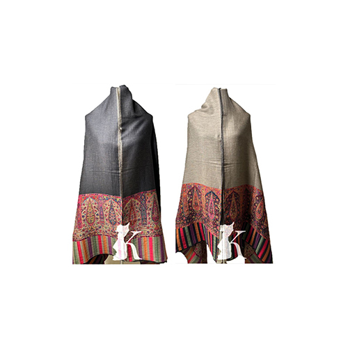 Double Face Kashmir Pure Wool Shawl-Black,Beige