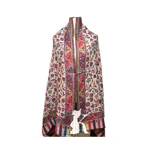 Double Face Silk Woven Hues of Zari Shawl-Black,Off-white