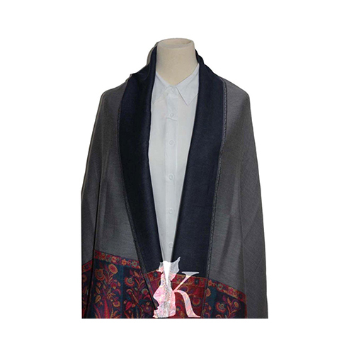Double Face Kashmir Pure Wool Shawl-Grey Navy
