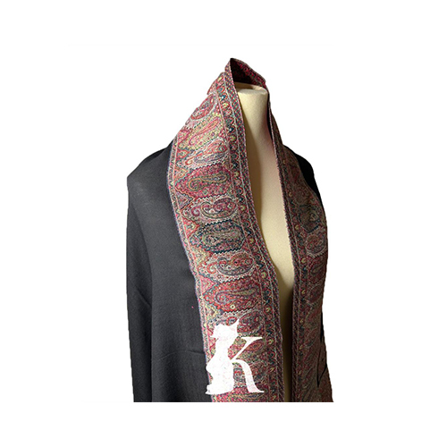 Luxury Unveiled Pure Wool Kashmiri Shawl-Black