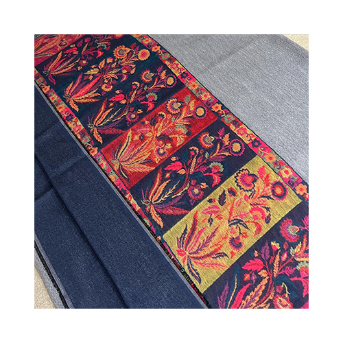 Double Face Kashmir Pure Wool Shawl-Grey Navy