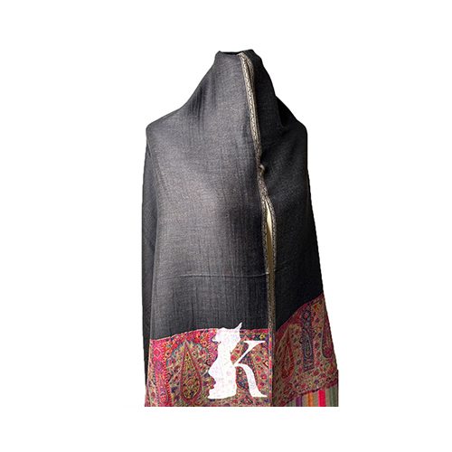 Double Face Kashmir Pure Wool Shawl-Black,Beige