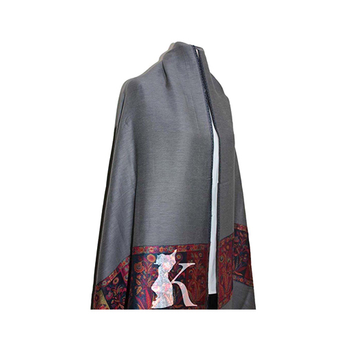 Double Face Kashmir Pure Wool Shawl-Grey Navy