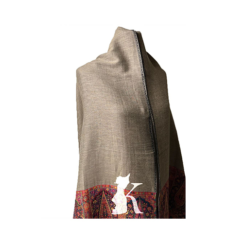 Double Face Kashmir Pure Wool Shawl-Black,Beige