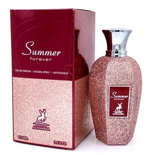 Summer Forever - Brand : Summer Forever By Maison Alhambra Eau De Parfum - 100ml

. Top Notes: - Citrus, Ozonic, Floral
. Heart Notes: – Aromatic, Jasmin
. Base Notes: – Fresh, Spicy, Woody