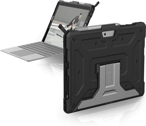 UAG Microsoft Surface Go 1/2/3 Metropolis Case - The UAG Microsoft Surface Go 1/2/3 Metropolis Case is designed to provide durable protection and functionality for your tablet. With its rugged construction and precise fit, it aims to safeguard the Surface Go from impacts, drops, and scratches while retaining access to ports and features. The Metropolis Case may also offer an adjustable stand, an integrated pen holder, and compatibility with the Type Cover keyboard for added convenience.