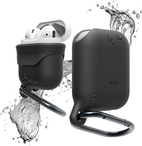 Elago AirPods 1&2 WaterProof Case - 【SILICONE AIRPODS WATERPROOF CASE】 The elago Waterproof Case is an AirPods case made from high-quality silicone that provides waterproofing up to 1 meter (3.3 feet). A variety of colors and user friendly features make using the AirPods case more convenient and safe to use when going on adventures!
【FUNCTIONAL DESIGN】 You can conveniently charge your AirPods case by opening the bottom cap; with this case you no longer have to remove your AirPods charger to power up! Pairing button on the back is easily accessible through the case.
【WATERPROOF AND DUST PROOF】 The liquid/dust seal design provides layers of protection that water and dust cannot get past. The charging port cap creates an incredible seal just like the rest of the layers of protection. Have peace of mind knowing that your AirPods are safe when things get a little messy!
【ALUMINUM CARABINER INCLUDED】 The AirPod Waterproof Case comes with our standard aluminum carabiner. Attach your AirPods to your belt strap or any bag!
【IMPACT PROTECTION】 The elago Waterproof Case adds a great deal of impact protection regardless of the point of impact. Silicone has great shock absorbing qualities and keeps its shape over time.