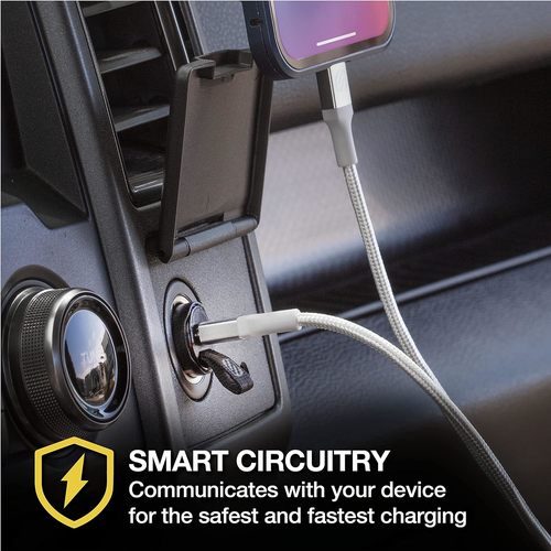 Scosche PowerVolt 30W USB Type-C Fast Car Charger with Fabric Pull Label and Power Delivery 3.0