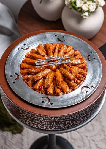 صينية الملفوف الفاخرة - صينية مميزة مصنوعة من الجلد الفاخر مع طباعة السدو الفضي