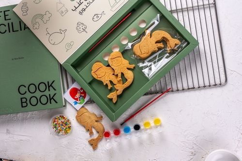 Cookies Coloring (Mermaid) - 6 pcs cookies car shape 4 colors icing for decoration 1 Sprinkles&nbsp; 1 m&m