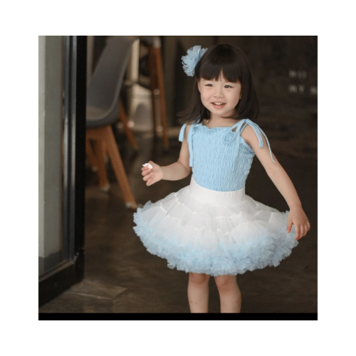 White and Sky Blue Tutu Skirt