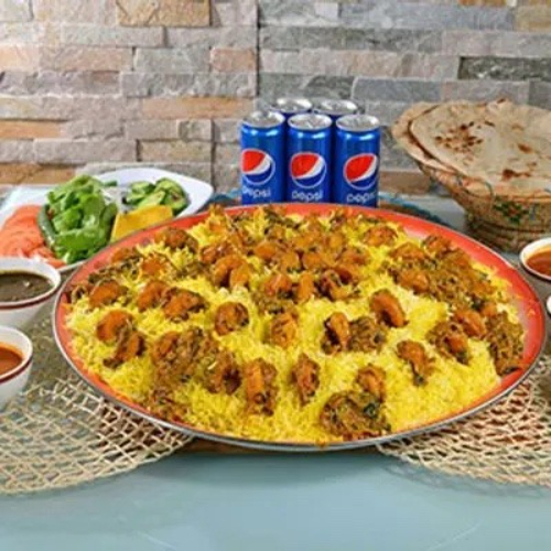 Tray Murabian - Mix rice with shrimp,5 stew from your choice, 5 pepsi , tanoor bread with yas special service.