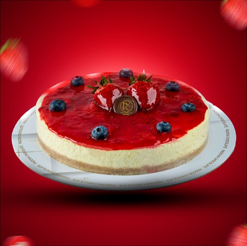 STRAWBERRY CHEESECAKE - A mixture of fresh cream cheese, astroberry sauce and a biscuit layer