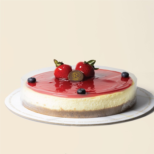 STRAWBERRY CHEESECAKE - A mixture of fresh cream cheese, astroberry sauce and a biscuit layer