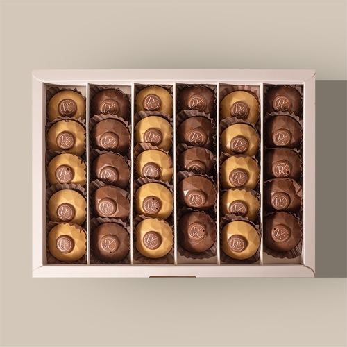 صندوق صغير شوكوبيستا - بوكس شوكلت كراميل وبني محشو بالكندر