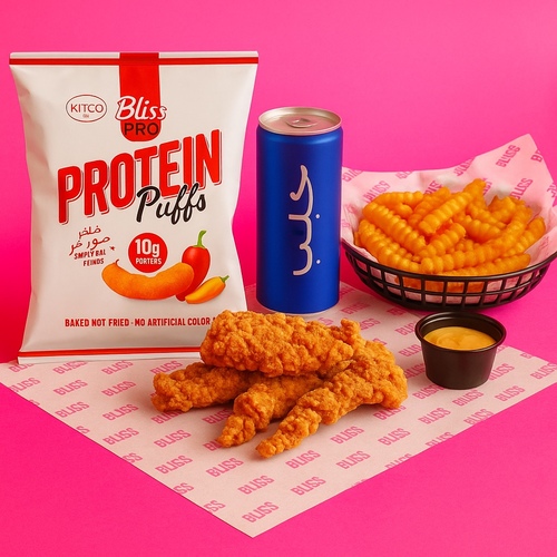 Protein sweet and chili puffs chicken tenders meal