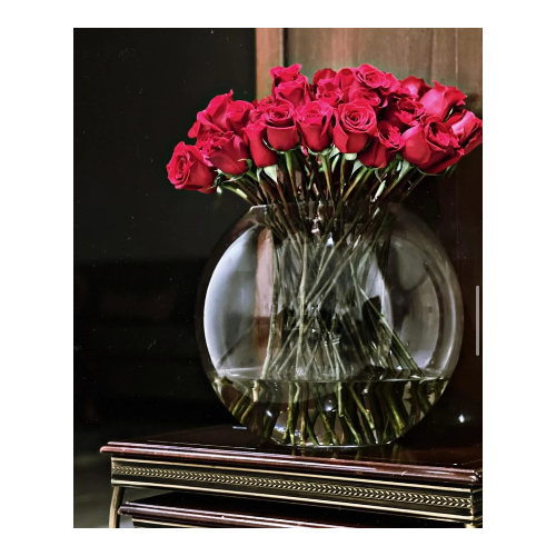 F#5 - 50 red roses in an x-large glass tub