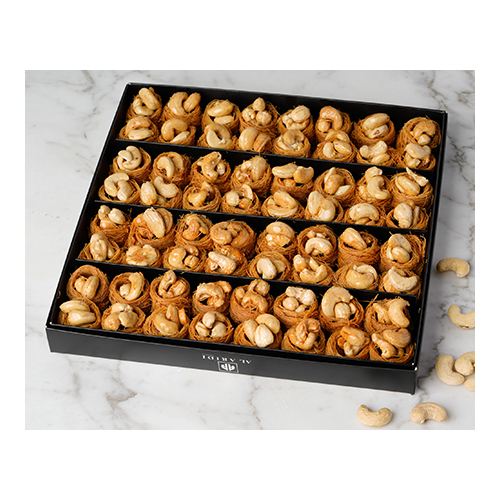 Esh Al Belbol Cashew - Made of fine vermicelli stuffed with cashew nuts, sweetened with syrup