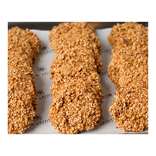 Barazek - Prepared from roasted sesame and flour paste with pistachios, mahlab and butter.