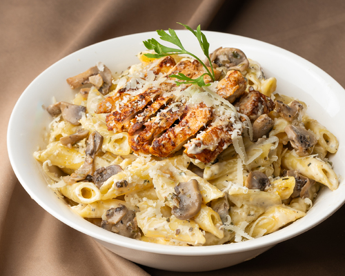 White Pasta With Grilled Chicken - White pasta with grilled chicken ,fresh mushrooms and our special spices