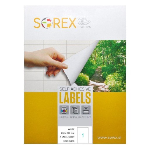 Sorex Labels A4 Sizes  1 Labels / 100 Sheet