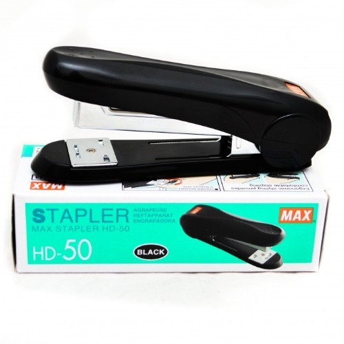 Alhammah Stationary  - Max Flat-Clinch Black Standard Stapler with 30 Sheet Capacity (HD-50DFBK) - Max Flat-Clinch Black Standard Stapler with 30 Sheet Capacity (HD-50DFBK)