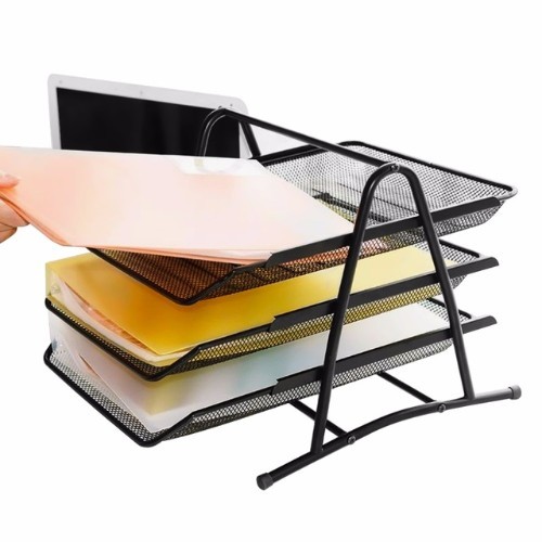 Steel Paper Stand 3 Shelves, Black Color