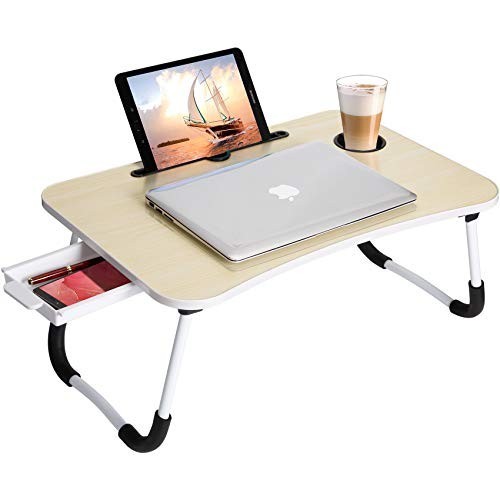 Lap Desk with Storage Drawer, Phone and Cup Holder, Laptop Bed Tray Table