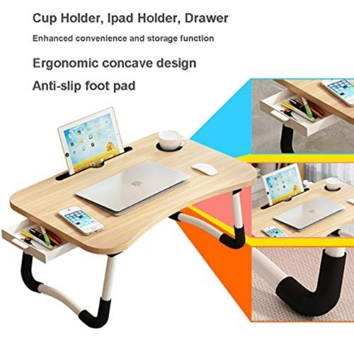 Alhammah Stationary  - Lap Desk with Storage Drawer, Phone and Cup Holder, Laptop Bed Tray Table